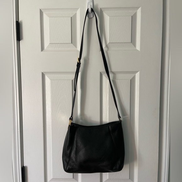 Michael Kors Black Leather Bag w Gold MK - Picture 4 of 9